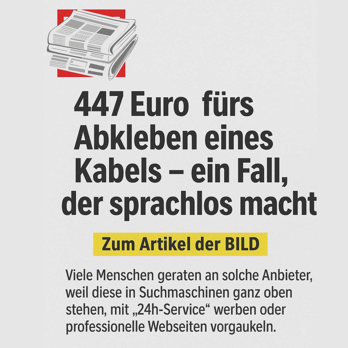 Eine Frau wurde Opfer eines Betrugs mit einem Handwerkerservice der im Inernet mit Notdienst für Elektro geworben hat. 