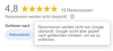 Rezensionen werden nicht von Google überprüft. 