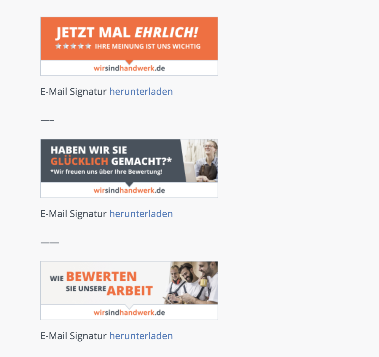 Grafiken, die für die E-Mail Signatur zur Verfügung gestellt werden