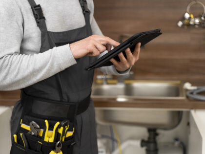 SHK-Mitarbeiter nutzt smarte Tools zur digitalen Einsatzplanung
