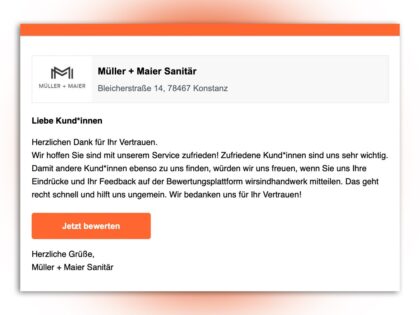 Beispiel einer E-Mail Einladung von wirsindhandwerk.de